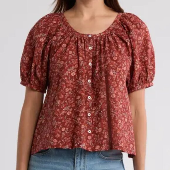 Madewell Emilina Floral Crinkle Cotton Boho Button Up Blouse Size S NWOT - Picture 1 of 11